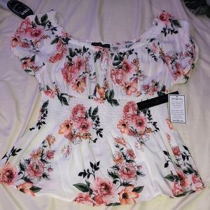 Flowy tie front flower top